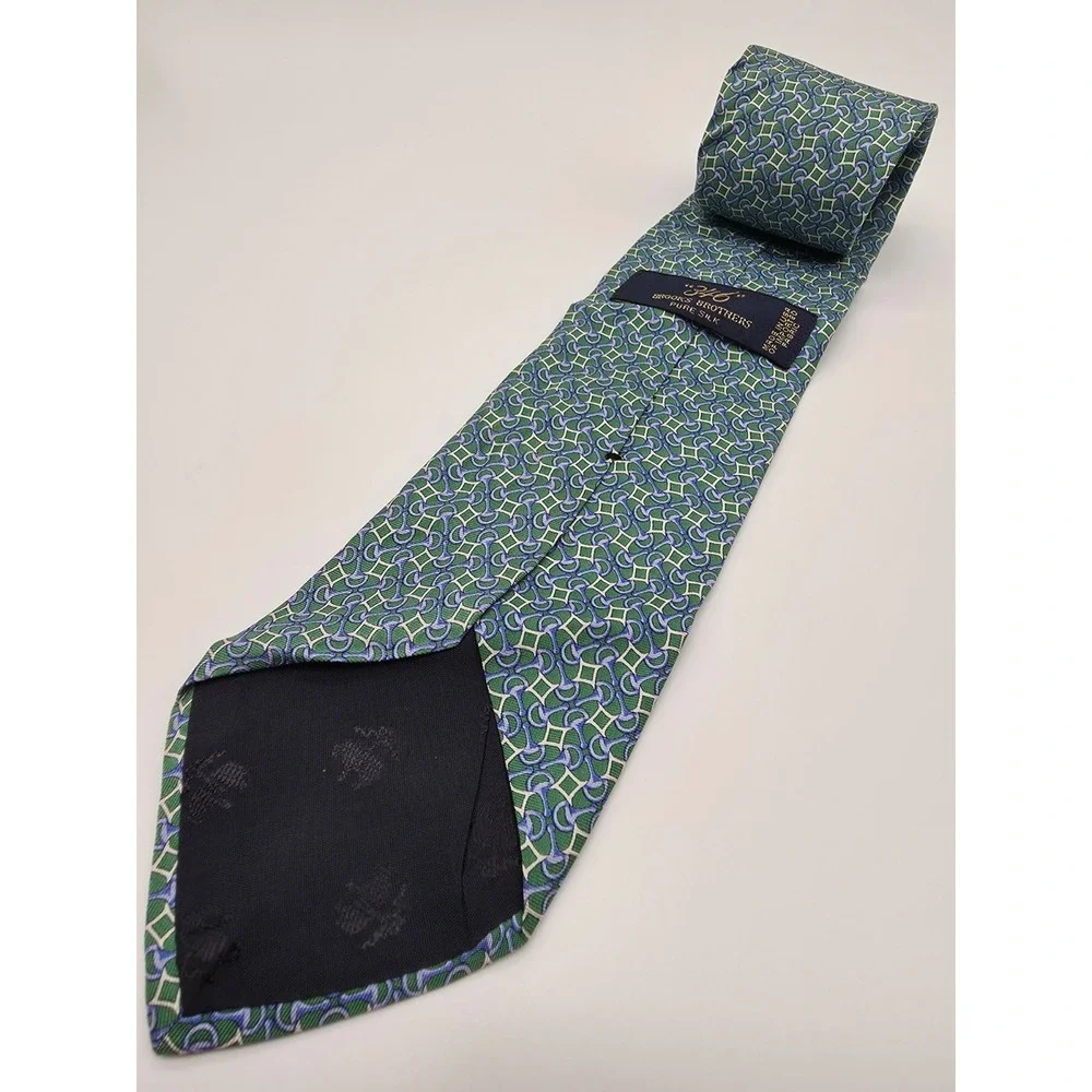 Brooks Brothers 346 Geometric Green Blue Tie 57